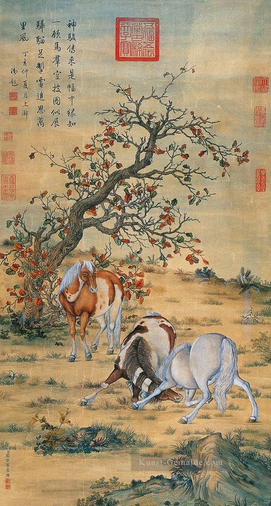 Lang leuchtende große Pferde Chinesische Malerei Ölgemälde